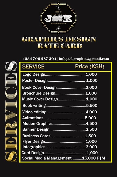 Graphics Design Rate Card Graphic Design Rate Card, Price List Flyer Design, Graphic Design Prices, Rate Card Design Template, Rate Card Design, Illustrator Designs, Rate Card, Price List Design, Ui Design Trends