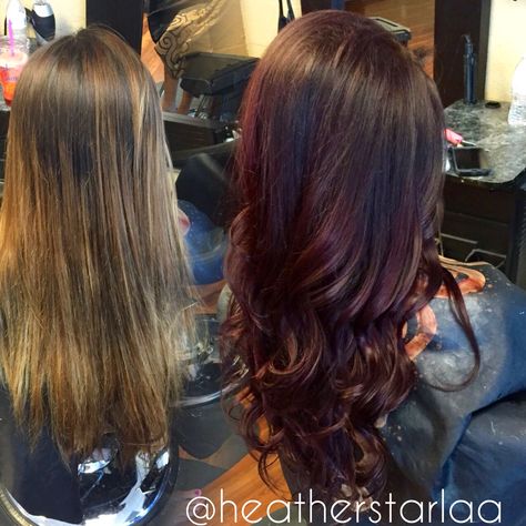 Dark Brown Hair With Red Extensions, Dark Brown Hair With Red Lowlights, Red Violet Balayage, Violet Balayage, Brown Hair With Red, Pelo Color Borgoña, Ideas For Hair Color, Balayage Ombre Hair, Balayage Hair Morenas