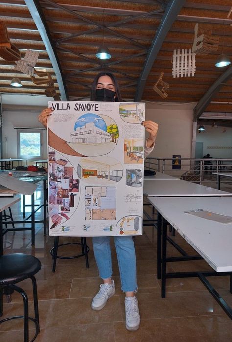 Manual Concept Board Architecture, Villa Project Architecture Presentation, Arch Project Presentation, Villa Drawing Architecture, Manual Architecture Presentation Board, Sustainable Architecture Poster, Villa Savoye Drawing, Villa Poster Design, Poster Interior Design Project