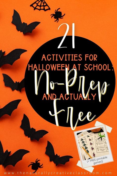 Halloween Day Activities At School, Halloween Ideas For Elementary School, Halloween Day Classroom Activities, Class Halloween Crafts 3rd Grade, Halloween Class Party Upper Elementary, School Halloween Activities Elementary, Halloween Day At School, The Night Before Halloween Activities, Halloween Activities For High School Students