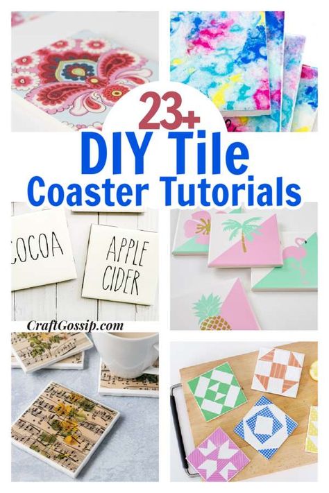 23 DIY Tile Coaster Projects – Home and Garden Diy Tile Coasters, Ceramic Tile Crafts, Diy Coasters Tile, Scrapbook Paper Designs, Coaster Projects, Handmade Gifts For Friends, Coaster Crafts, Patterned Napkins, Tile Crafts