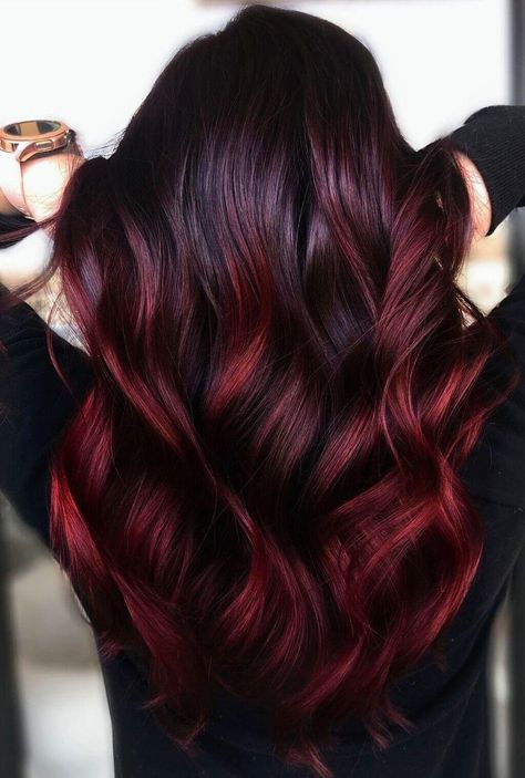 17 Amazing Burgundy Hair Color to Make an Attractive Hair Wine Hair Color Balayage, Red Wine Hair Color, Red Wine Hair, Pelo Color Borgoña, Pelo Color Vino, Black Cherry Hair Color, Cabelo Ombre Hair, Black Cherry Hair, Deep Red Hair