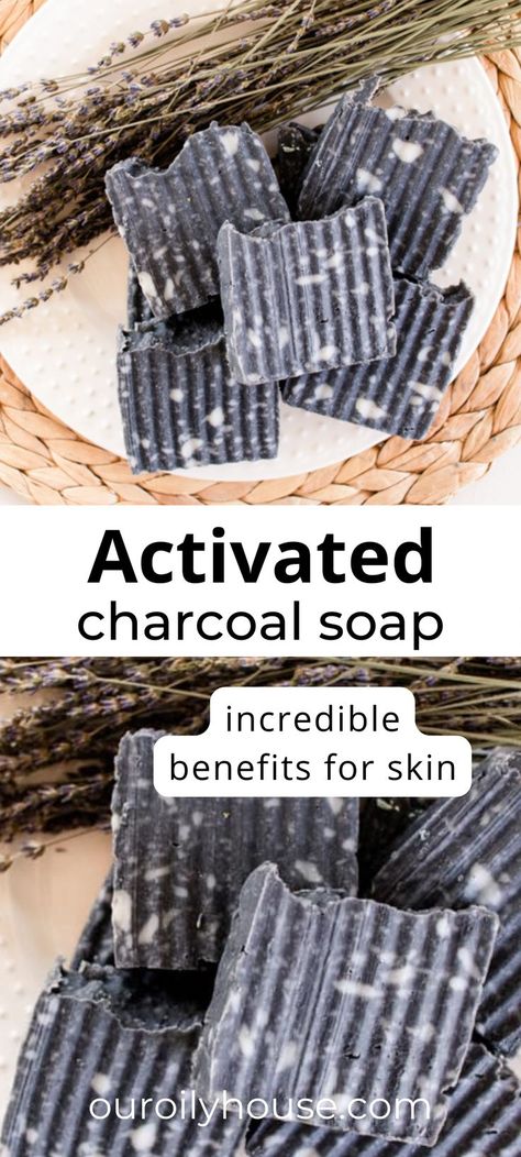 Activated Charcoal Soap Recipe, Face Soap Recipe, Charcoal Soap Recipe, Charcoal Face Soap, Our Oily House, Charcoal Facial Soap, Face Soap Bar, Natural Soaps Recipes, Cold Pressed Soap