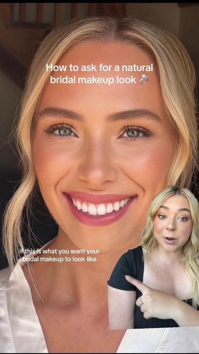 If you want a natural bridal makeup look that looks like you arent wea... | bridal makeup | TikTok Natural Bridal Eyeshadow, Blonde Hair Brown Eye Bridal Makeup, Natural Wedding Makeup No Lashes, Blue Eye Bridal Makeup Natural Looks, Fall Wedding Makeup Hooded Eyes, Small Eye Bridal Makeup, Luminous Bridal Makeup, Hooded Lid Bridal Makeup, Simple Airbrush Makeup