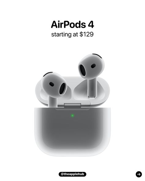 Apple has introduced the new AirPods 4 with Active Noise Cancellation (ANC), improved comfort, USB-C, and more for $129 (non ANC model) and $179 (ANC model) You can order today and will be available on September 20 Phone Collection, Airpods 4, Apple Images, New Airpods, Active Noise Cancellation, Apple Airpods, Smart Phone, Pinterest Board, Noise Cancelling