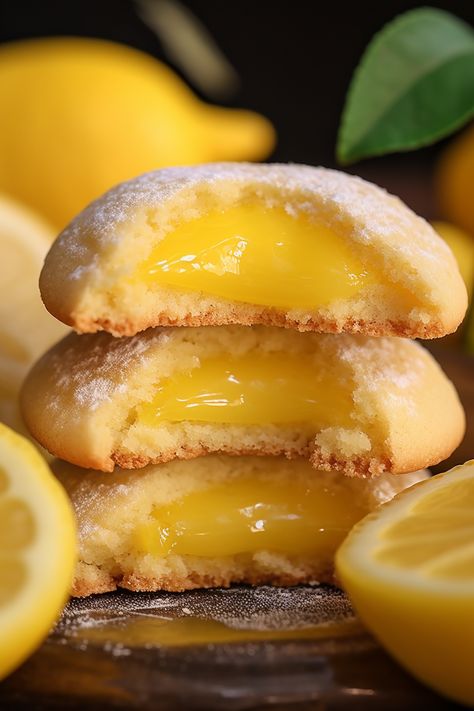 Jumbo Lemon Cookies, Lemon Pillow Cookies, Soft Lemon Biscuits, Lemon Drizzle Cookies, Best Lemon Recipes, Stuffed Lemon Cookies Recipe, French Butter Cookies Recipes, Italian Lemon Cookies Recipe, Lemon Stuffed Cookies