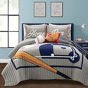 Kids Bedroom Makeover, Big Kid Bedroom, Baseball Bedroom, Oversized Quilt, Baseball Room, Dec Pillows, Childrens Bedroom Decor, Kid Bedroom, Lush Decor