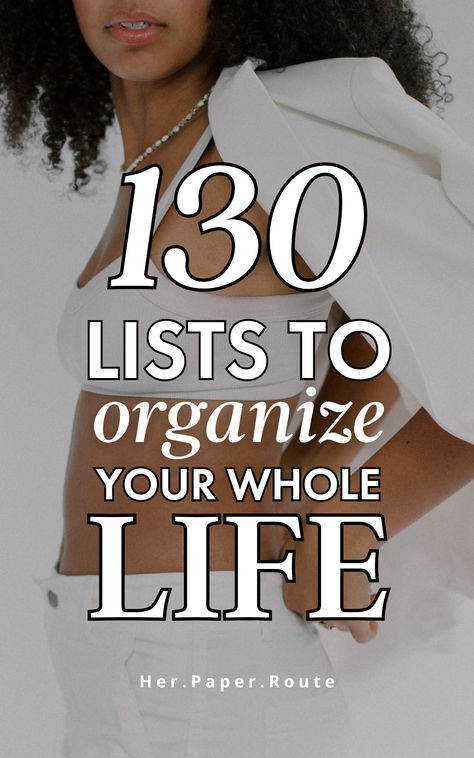 By starting the habit of making strategic lists to organize your life, you can dramatically improve yourself and become a more productive, efficient, and successful person. Using lists to organize your whole life can be a powerful tool for staying on top of your responsibilities and goals. Here are 130 exmples of lists to make to organize your entire life. Organize Your Life Checklist, Planning Your Life, Lists To Organize Your Life, Lists To Make To Organize Your Life, Personal Goals List, Life Strategy, Organize My Life, Growth Motivation, Successful Person