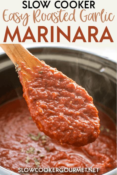 Slow Cooker Easy Roasted Garlic Marinara is a simple and delicious sauce to create in your Slow Cooker to give you that Old World taste in the comfort of your own home. This is a great base for so many easy recipes and dishes from pasta and pizza. #slowcooker #marinara Roasted Garlic Marinara Sauce, Slow Cooker Marinara, Easy Roasted Garlic, Slow Cooker Easy, Authentic Italian Food, Marinara Recipe, Slow Cooker Roast, Special Diet, Italian Recipes Authentic