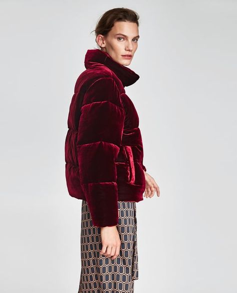 Image 7 of QUILTED VELVET JACKET from Zara Fur Coat Street Style, Quilted Velvet Jacket, Quilted Velvet, Jacket Cape, Women's Jackets, Velvet Jacket, Zara United States, Dream Closet, Fur Coat