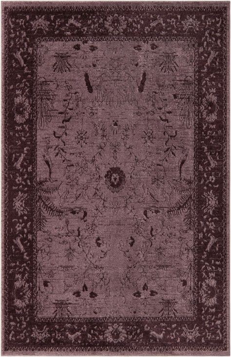 Unique Loom La Jolla Floral Machine Made Floral Rug Purple Dark Bedroom Rugs, Aestethic Rug, Dark Floral Rug, Moody Area Rug, Whimsigoth Rug, Mauve Rugs, Moody Rug, Cool Rugs For Bedroom, Rugs In Bedroom