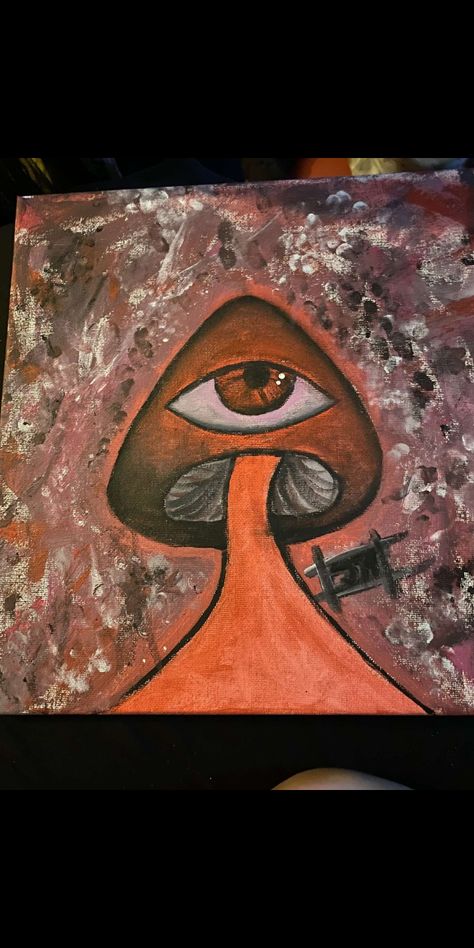 Mushroom eye painting Mushroom With Eyes Painting, Mushroom Eye Painting, Hippie Drawing, Mushroom Paint, Trippy Drawings, Eye Painting, Drawing Inspiration, Drawing Reference, Painting Ideas