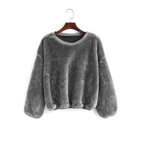 SheIn(sheinside) Grey Round Neck Loose Crop Sweatshirt ($21) ❤ liked on Polyvore featuring tops, hoodies, sweatshirts, grey, sweater pullover, long sleeve sweatshirt, grey sweatshirt, loose pullover e long sleeve tops Gray Crop Top, Winter Mode Outfits, Mode Turban, Gray Sweatshirt, Crop Top Sweatshirt, Loose Pullover, Sweatshirt Outfit, Cute Comfy Outfits, Kpop Fashion Outfits