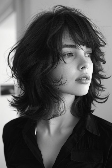 Short Hair Cuts For Wavy And Curly Hair, Womens Wavy Hairstyles, Shag Hair Medium Length, Long Dress Short Hair, Curly Short Hairstyles Round Face, Hair Curled Towards Face, Greek Hairstyles Short Hair, Medium Haircut Wavy, Short Hair Women Wavy