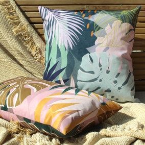 Funky Cushions, Outdoor Seat Pads, Outdoor Cushion Covers, Tropical Leaf Print, Outdoor Seat, Sponge Cleaning, Cushion Filling, Fresh Design, Front Room