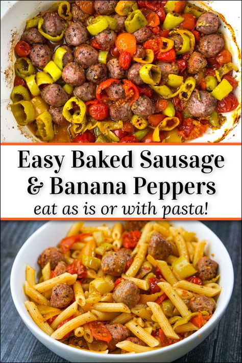 Chicken And Banana Peppers, Sausage And Banana Peppers, Dinners With Banana Peppers, Banana Pepper Chicken Recipe, Dinner With Banana Peppers, Hot Sausage Dinner Recipes, Banana Pepper Dinner Recipes, Banana Pepper Meals, Sauerkraut Stuffed Banana Peppers