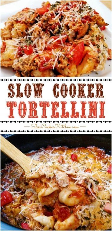 Easy Crockpot Tortellini, Tortellini Recipes Crockpot, Slow Cooker Tortellini, Crockpot Tortellini, Tortellini Casserole, Slow Cooker Ideas, Crock Pot Tortellini, Slow Cooker Kitchen, Comfort Food Meals