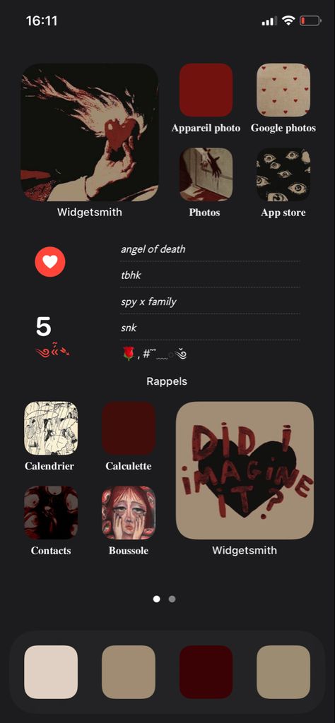 All the pictures are on my account —> my homescreen —> pics 4 #homscreen #ios14 Red Aesthetic Phone Layout, Dark Red Homescreen Layout, Red Homescreen Aesthetic, Red Home Screen Ideas, Red Homescreen Wallpaper, Homescreen Base, Red Phone Layout, Ios15 Homescreen Ideas, Red Homescreen Layout