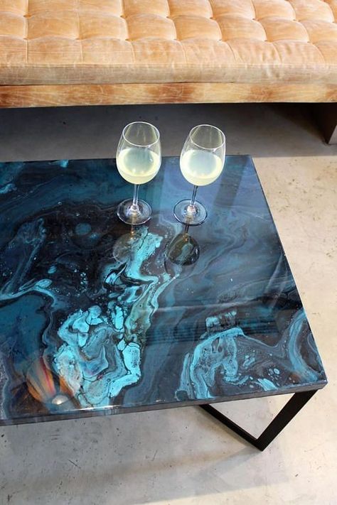 Coffee Table #resin #marble #blue #lifestyle Coffee Table Resin, Blue Lifestyle, Table Resin, Resin Table Top, Wallpaper Macbook, Marble Blue, Painted Coffee Tables, Resin Art Painting, Cool Tables