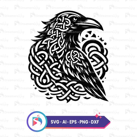 Raven Knotwork, Raven Vector, Celtic Raven, Celtic Patterns, Crows Ravens, Celtic Tattoos, Viking Tattoos, Celtic Designs, Cricut Creations