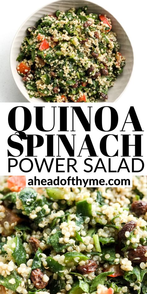 Quinoa Spinach Salad, Salad With Lemon Vinaigrette, Quinoa Recipes Easy, Quinoa Recipes Healthy, Quinoa Spinach, Power Salad, Quinoa Salat, Salad With Lemon, Quinoa Salad Recipes