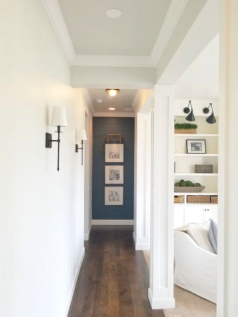 When you don't have a Chip Gaines in your life | Fancy Farmgirls End Of Corridor Ideas, End Of Hall Wall Decor Ideas, End Of Hallway Accent Wall, End Of Hallway Wall Decor, End Of Hallway Decor Ideas, Small Foyer Design, End Of Hallway Decor, Hallway Accent Wall, Hallway Corner