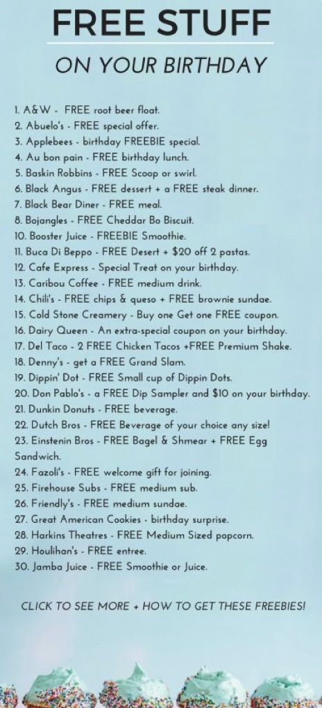 Birthday List Ideas On Paper, Places Where You Get Free Stuff On Your Birthday, 18th Birthday Party Favors, Free Stuff To Get On Your Birthday, Places Where You Can Get Free Stuff On Your Birthday, What Places Give You Free Stuff On Your Birthday, Places That Give You Free Food On Your Birthday, Fun Places To Go For Your Birthday, Places To Get Free Stuff On Birthday