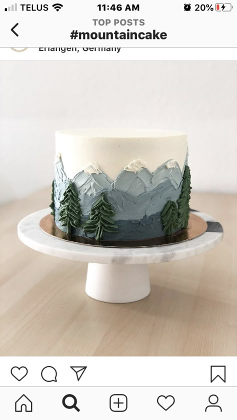 Nature Cake, Mountain Cake, Adventure Baby Shower, Camping Birthday, Pretty Birthday Cakes, Cute Birthday Cakes, Smash Cake, Pretty Cakes, Creative Cakes