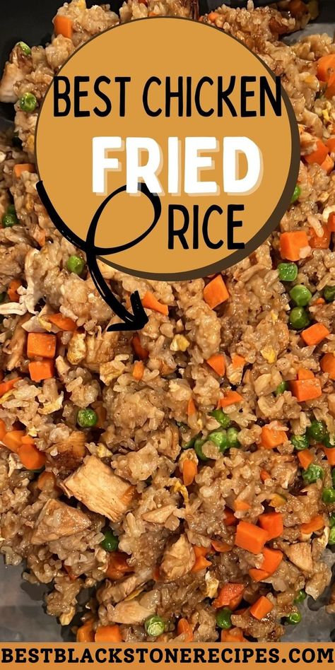 FRIED RICE Chicken Froed Rice, Fried Rice On The Blackstone, Rice On The Blackstone, Blackstone Chicken, Chicken Fried Rice Recipe Easy, Easy Chicken Fried Rice, Outdoor Griddle Recipes, Hibachi Recipes, Easy Chicken Stir Fry