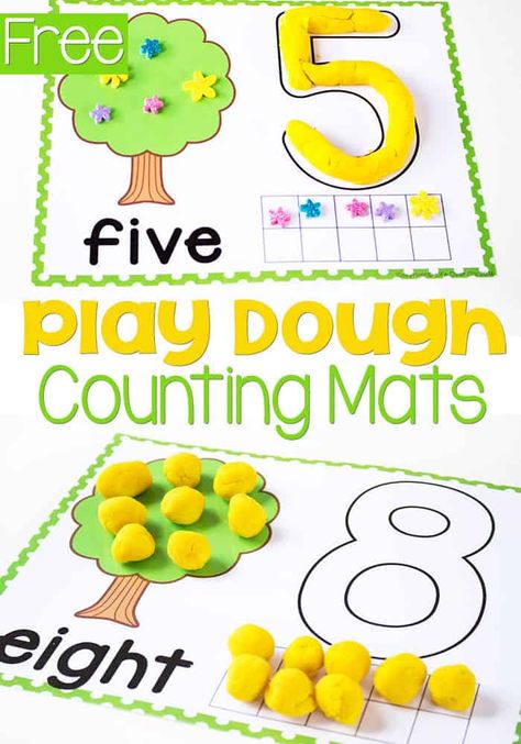 Playdough Numbers, Playdough Number Mats, Counting Mats, Play Dough Mats, Dough Mats, Playdough Activities, Counting Numbers, Numbers Preschool, Number Words