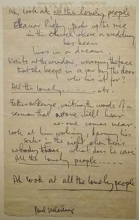 Handwritten Lyrics, Beatles Lyrics, Eleanor Rigby, Guitar Lessons Songs, Lennon And Mccartney, Beatles Songs, Music Station, Guitar Tips, Song Playlist