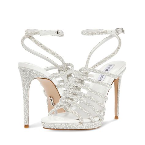 PRICES MAY VARY. Steve Madden Womens Stieltto dress heel Ankle strap with adjustable buckle closure All over rhinestone embellishments Pearl Sandals, Rhinestone Embellishments, Heeled Sandal, Dress And Heels, Heeled Sandals, Steve Madden Shoes, Womens Heels, Women's Shoes Sandals, Shoes Women Heels