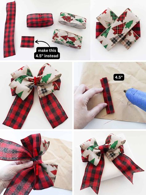 If you're looking for how to make a bow with ribbon, these 12 DIY tutorials are perfect for you! Follow the step by step in the post or video and get the bow making guidebook! These bows are perfect for gifts, wreath bows, a Christmas tree top, garlands, and more! Bow With 3 Different Ribbons, Bow Making Tutorials For Gifts, Diy Bow With Wired Ribbon, How To Make A Bow Using 3 Different Ribbons, How To Make Bows With Ribbon For Wreaths, Bow Ornaments Diy, Wire Edge Ribbon Bow Tutorial, Make A Bow Out Of Ribbon, Wide Ribbon Bow Diy