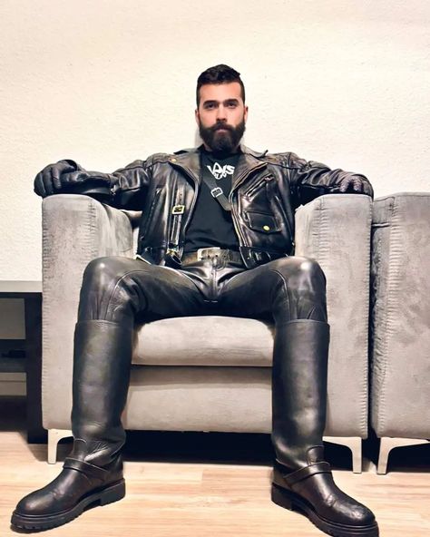 Buy Leather Uniform❤️❤️ ___________________________ Available All Sizes Made to Measure Facility Also Available Shipping All Over The World __________________________ _ Visit our store to buy or see whole leather collection ___________________________ For Wholesale Inquries please email Cranberryleather1@gmail.com ___________________________ #leatherpants #leatherclothing #bluf #leathergoods #gayfetish #gayink #beproudofyourfetish #gear365leather #vikingleather #gayleatherbear #meninjacke... Leather Fashion Men, Leather Clothes, Mens Leather Clothing, Mens Leather Pants, Leder Outfits, Leather Gear, Mens Leather Boots, Leather Jeans, Leather Wear