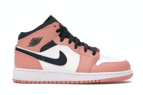 Air Jordan 1 Mid Pink Quartz, Jordan 1 Mid Pink Quartz, Jordan 1 Mid Pink, Nike Jordan 1 Mid, Boty Nike, Jordan Sneaker, Jordan Shoes Girls, Nike Air Jordan 1 Mid, Cute Nike Shoes