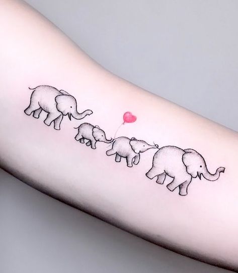 Unique Elephant Tattoos, Tattoos Representing Family, Elephants Tattoo, Little Elephant Tattoos, Figure Tattoo, Elephant Family Tattoo, Baby Elephant Tattoo, Tiny Elephant Tattoo, Cute Elephant Tattoo