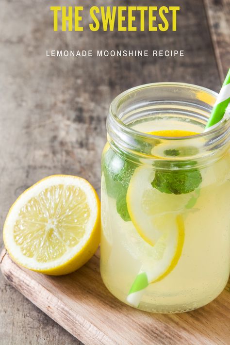 Make a sweet spirit that tastes like summer with our Lemonade Moonshine Recipe. The fresh taste of lemonade carries so much nostalgia for so many and is also just a refreshing way to cool down on a hot summer day. By pairing the sweet citrus zing of lemon with the sharp bite of moonshine you have a fun drink perfect for any summer party. Lemon Moonshine Recipes, Lemon Drop Moonshine Recipe, Lemonade Moonshine Recipe, Homemade Brandy, Lemon Shake Up, Apple Pie Moonshine Recipe, Cabin Fun, Moonshine Recipe, Liquid Lunch