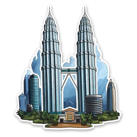 Vector petronas twin towers illustration... | Premium Vector #Freepik #vector #petronas #klcc #kuala-lumpur #malaysia-skyline Menara Kuala Lumpur Drawing, Malaysia Illustration Graphic Design, Kuala Lumpur Illustration, Klcc Illustration, Merdeka Craft For Kids Malaysia, Klcc Drawing, Menara Klcc, Hiasan Merdeka, Klcc Tower