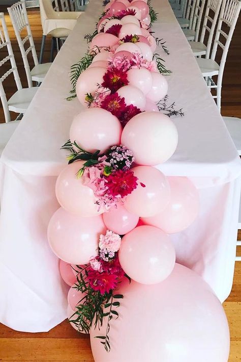 Balloons And Flowers, Wedding Balloon Decorations, Diy Balloon Decorations, Birthday Balloon Decorations, Balloon Centerpieces, Wedding Forward, Balloon Design, Pink Balloons, Wedding Balloons