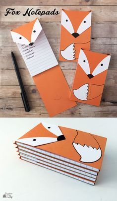 DIY Fox Notepad - make fun little fox notepads! Perfect for little gifts! Back To School Diy Ideas, Make Things With Paper, Fox Stamp, Desain Merek, Fox Crafts, Book Diy, Buku Skrap, Mason Jar Diy, The Fox