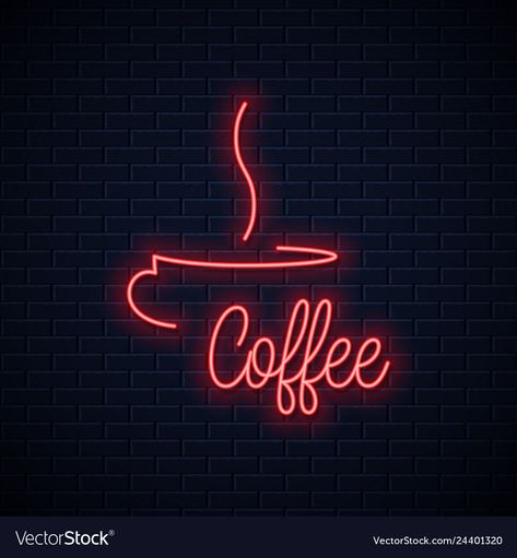 Coffee Shop Neon Sign, Neon Coffee Sign, Coffee Neon Sign, Neon Coffee, Art Coffee Shop, Coffee Neon, Neon Lettering, Neon Quotes, Retro Cafe