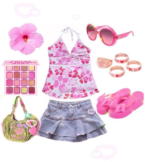 Tropical Outfits, Summer Outfits Y2k, Barbie Summer, Tropical Outfit, Y2k Summer Outfits, Estilo Tropical, Tropical Fashion, Outfits Girl, Gyaru Fashion