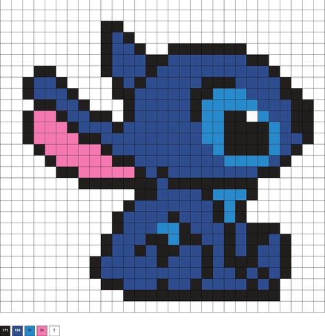 Pixel Art Pattern Stitch, Stitch Disney Pixel Art, Drawing On Square Paper, Perler Bead Patterns Stitch, Cute Anime Pixel Art, Perler Beads Ideas Pattern, Pixel Art Pattern Ideas, Pixel Art Cartoon Characters, Pixel Art Disney Stitch