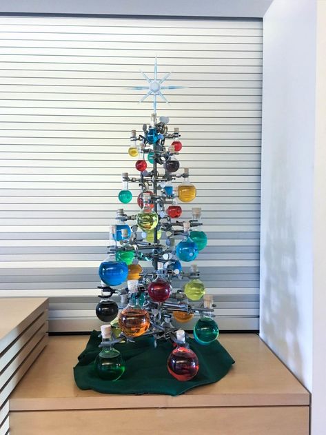 inspired chemistree competition winners ... Chemistry Christmas Tree, Chemistry Decorations Ideas, Laboratory Christmas Decorations, Chemistry Decorations, Chemistry Decor, Christmas Chemistry, Chemistry Christmas, Science Christmas, Lab Decor