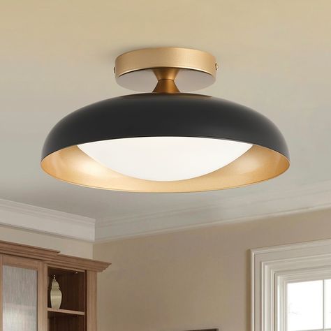 Specifications: Type: Modern Semi Flush Mount Ceiling Light Materials: Iron, PVC Finish: Matte Color: Black Voltage: 120V Max Wattage: 24W Bulb Type: LED Integrated Color Rendering Index: 80 Color Temperature: 3000K-6000K Size 1: 11.41 in. W x 11.41 in. Dining Room Semi Flush Lighting, Front Porch Flush Mount Lighting, Cool Flush Mount Lighting, Small Hallway Ceiling Lights, Simple Hallway Lighting, Small Entry Light Fixture, Semi Flush Light Fixtures, Living Room Ceiling Light Fixtures, Bathroom Semi Flush Mount Lighting