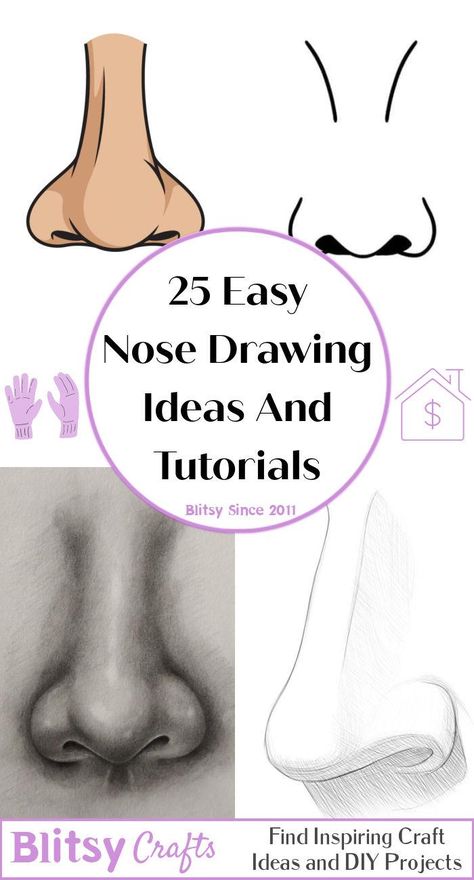 25 Easy Nose Drawing Ideas - How To Draw A Nose Nose Types Drawing, Nose Drawing Ideas, Draw A Nose Easy, Sketches Nose, Easy Nose Drawing, How To Draw Noses, Easy Nose Drawings, Nose Drawing Tutorial, Easy Nose