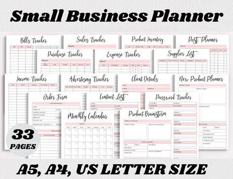 Business Plan Template, Small Business Planner Printable Bundle, Business Income Planner and Expense Tracker, A4 A5 Letter Pdfs - Etsy polyglotplanner #freegoalplannerprintables #printablestudentplanner Small Business Documents, Small Business Sales Tracker, Small Business Budget Template, Business Binder Organization, Small Business Organization Office, Small Business Inventory Organization, Xero Bookkeeping, Small Business Planner Free Printables, Small Business Expense Tracker