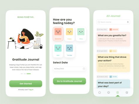 Being Positive - Mindfulness App by Akib Tanjil Journal App Design, Creative App Design, Mindfulness App, Being Positive, Journal App, Meditation App, Ux Inspiration, Ui Ux Designer, Meditation Apps