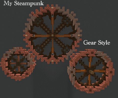 Minecraft Gears Design, Minecraft Gear Design, Gear Minecraft, Steam Punk Minecraft, Steampunk Color Palette, Steampunk Minecraft Builds, Epic Minecraft Houses, Minecraft Industrial, Minecraft Create