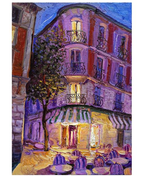 Available ✅”Nights in Paris”#31 35 x 50 cm, oil on board. If you want to purchase this painting please DM me or you can find it on my website: mylandscape.store Leave a comment with your opinion about it, would you like to see more paintings like this? -Be happy now and always! . . . . #art #figurativeart #artwork #artforsale #woman #artsergiy #thebest #see #art#abstraction#artcollector#drawing #sketch #artlovers#sketchbook #artistsupportpledge_uk #contemporaryart#painting  #contemporarya... Paris Artwork, Sidewalk Cafe, Paris Painting, Night Painting, Your Opinion, Painted Paper, Drawing Sketch, Figurative Art, On Board